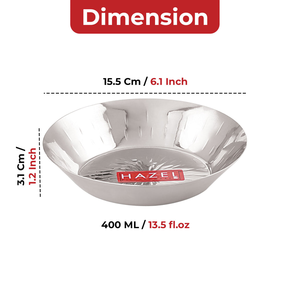 Stainless Steel Hammered Small Copri Snacks Nasta Plate, 15.5 cm, Pack of 6