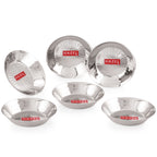 Stainless Steel Hammered Small Copri Snacks Nasta Plate, 15.5 cm, Pack of 6