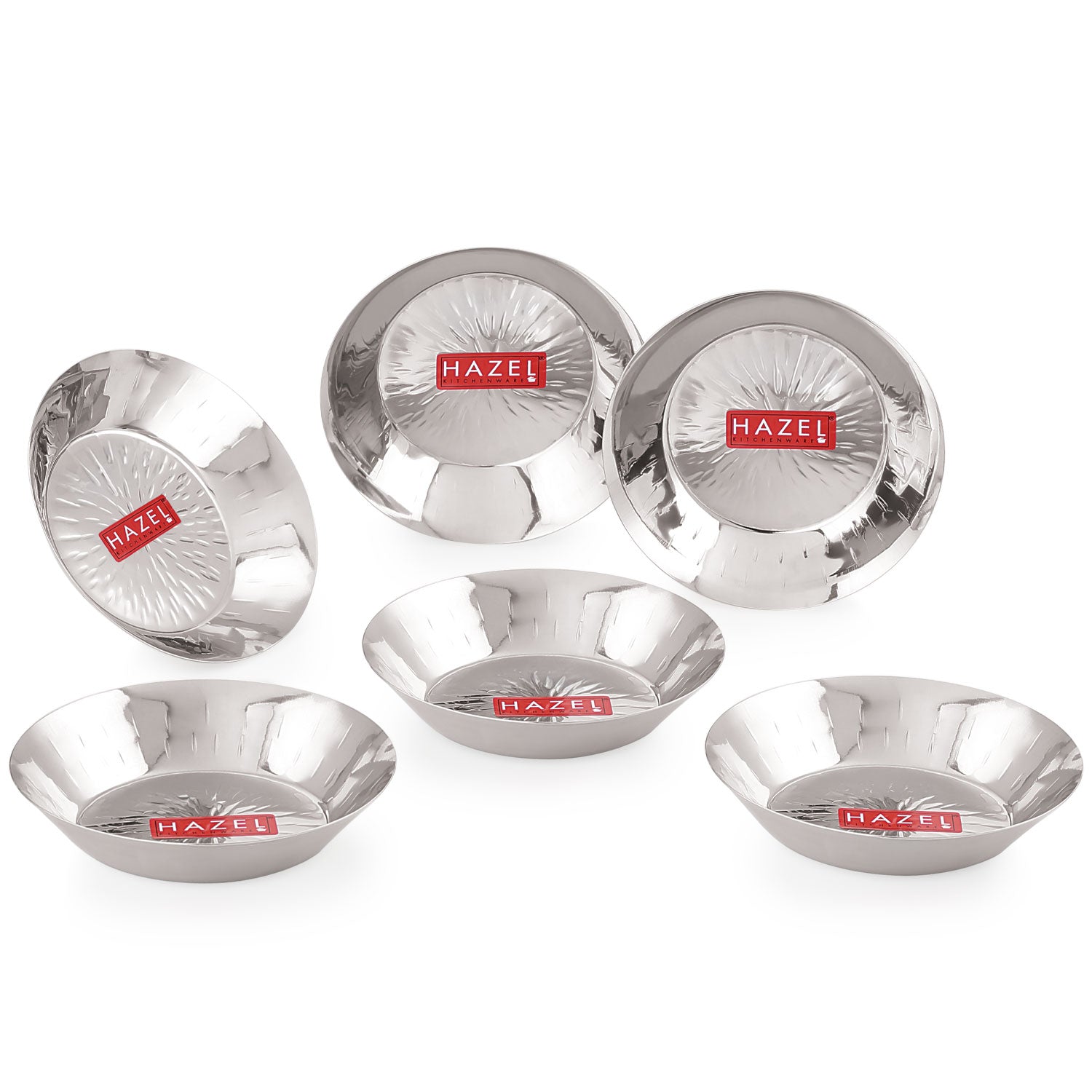 Stainless Steel Hammered Small Copri Snacks Nasta Plate, 15.5 cm, Pack of 6