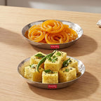 Stainless Steel Hammered Small Copri Snacks Nasta Plate, 18.5 cm, Pack of 2