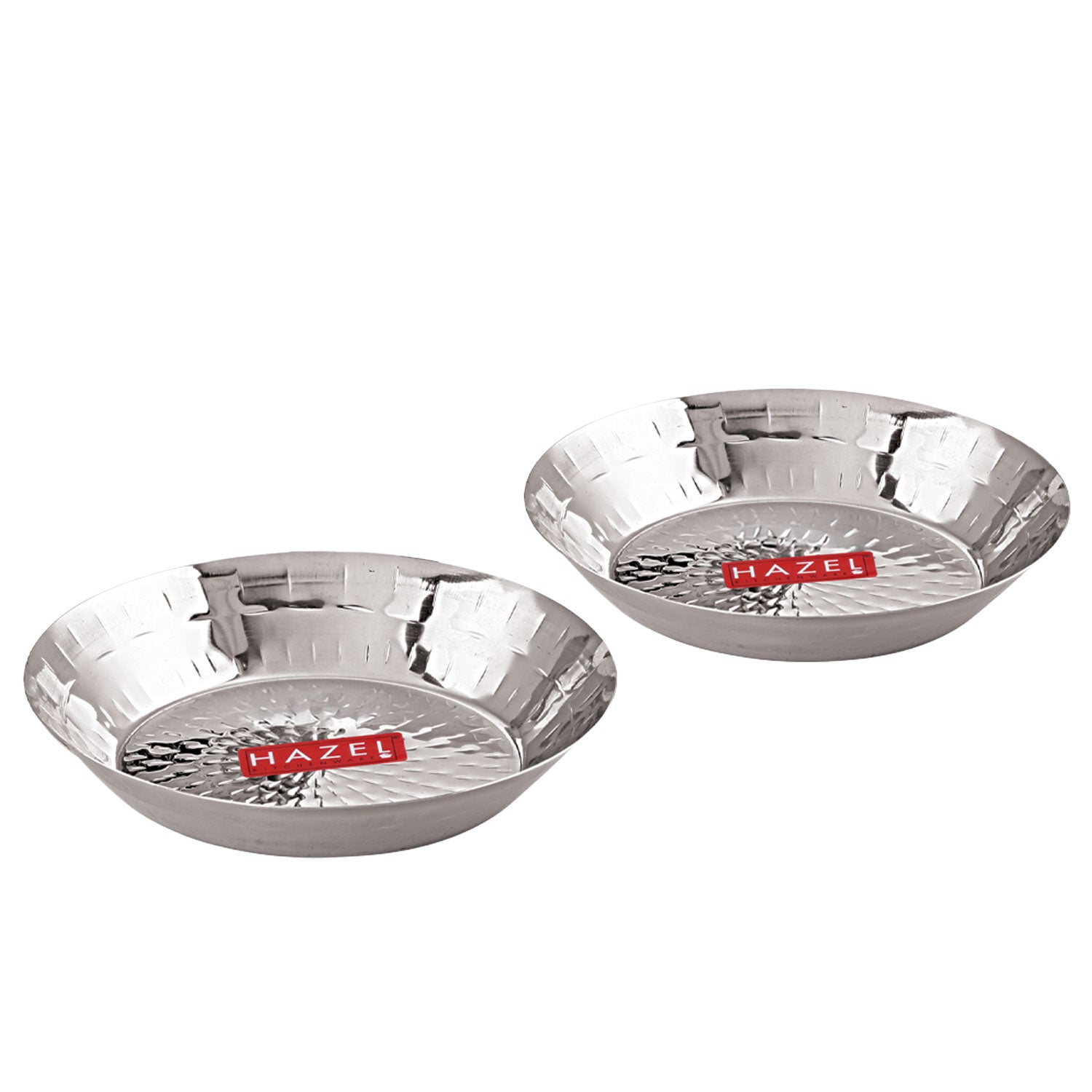 Stainless Steel Hammered Small Copri Snacks Nasta Plate, 18.5 cm, Pack of 2