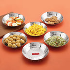Stainless Steel Hammered Small Copri Snacks Nasta Plate, 18.5 cm, Pack of 6