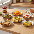 Stainless Steel Hammered Small Copri Snacks Nasta Plate, 18.5 cm, Pack of 6
