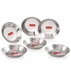 Stainless Steel Hammered Small Copri Snacks Nasta Plate, 18.5 cm, Pack of 6