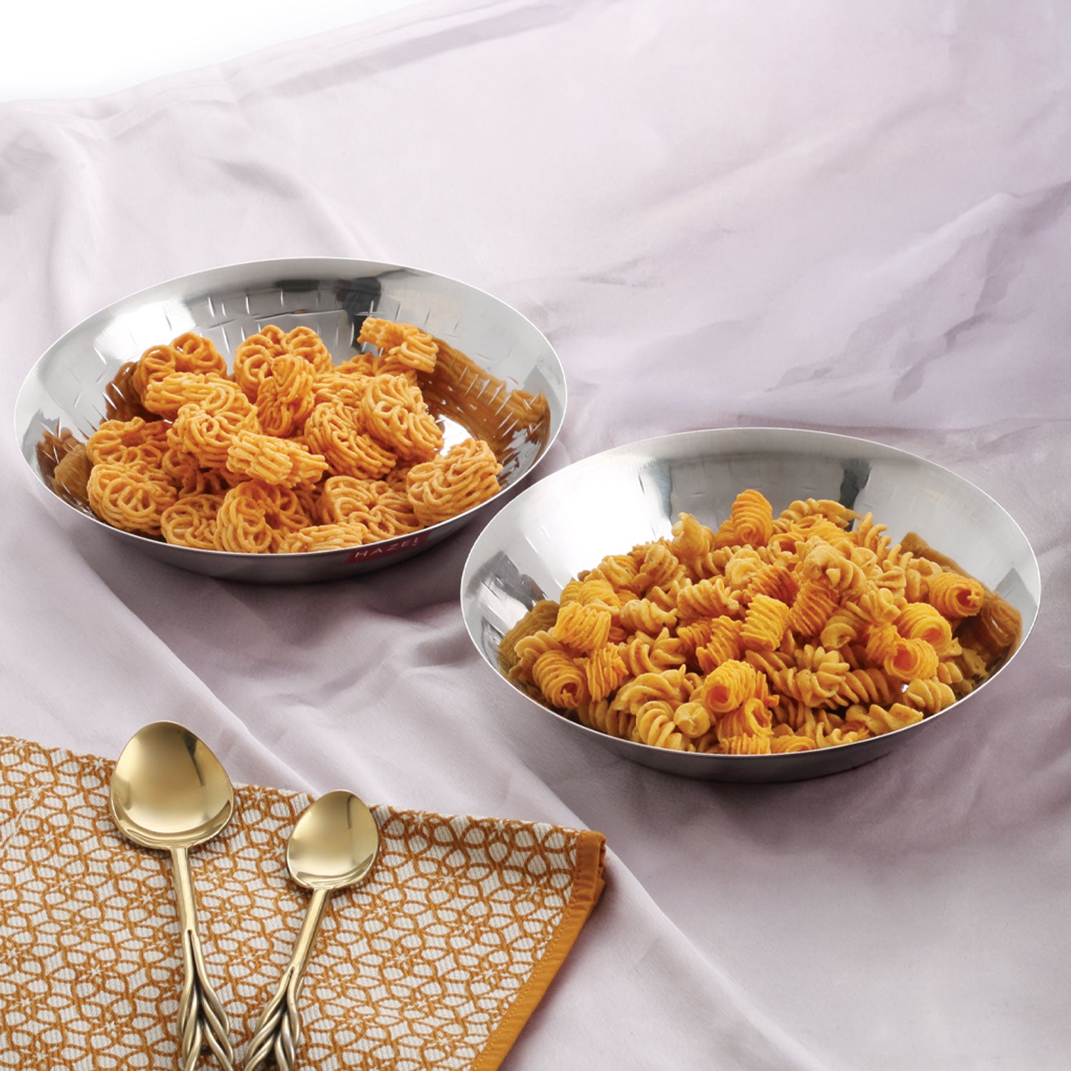Stainless Steel Hammered Small Copri Snacks Nasta Plate, 20.7 cm, Pack of 2