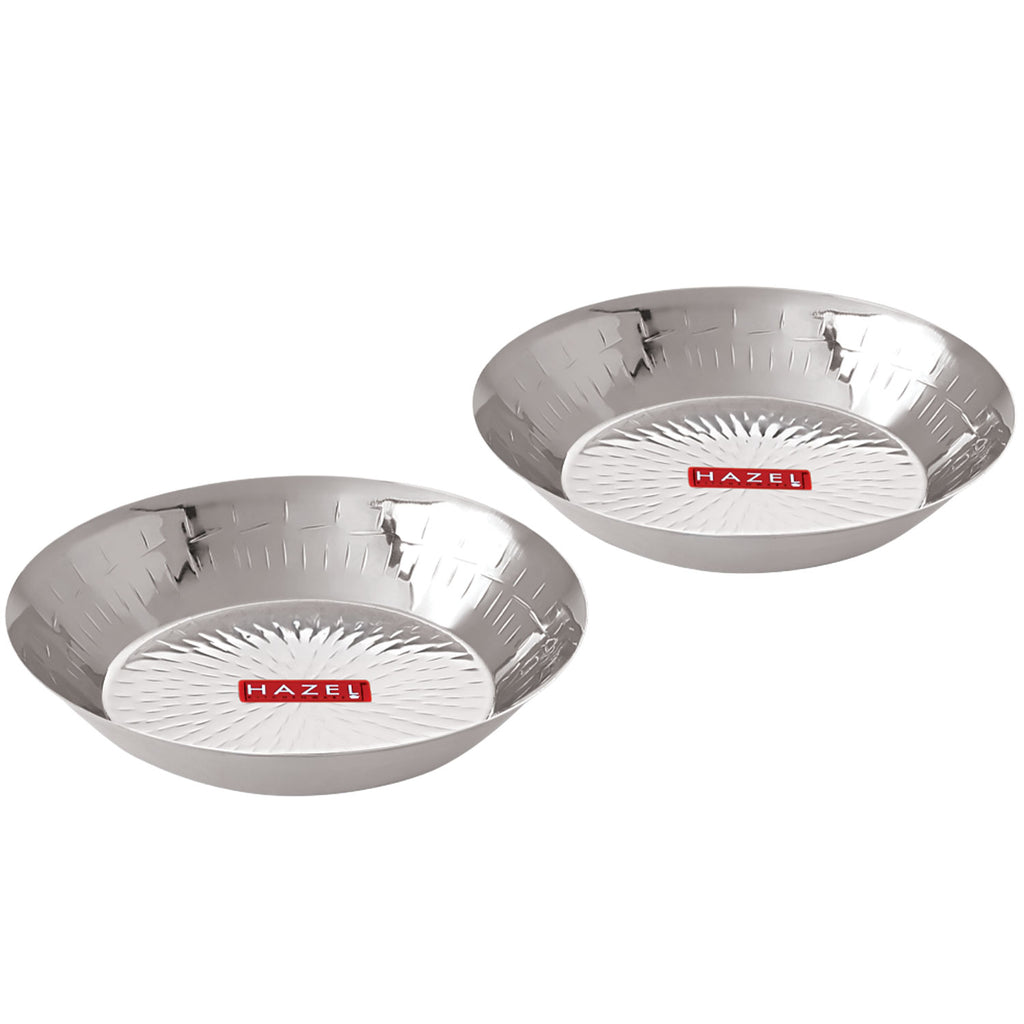 Stainless Steel Hammered Small Copri Snacks Nasta Plate, 20.7 cm, Pack of 2