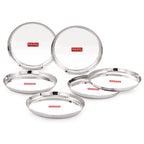 Stainless Steel Side Hammered Lunch Thali, Dinner Plate Food Serving Plate, 25cm, Set Of 6