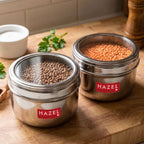 Stainless Steel Storage Container with Transparent Lid, 1100ml, Set Of 2