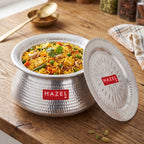 Aluminium Hammered Handi with Lid, 10 L, 28.5cm