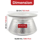 Handi with lid shown with dimension callouts of 32cm diameter, 20cm height, and 10,000ML capacity.