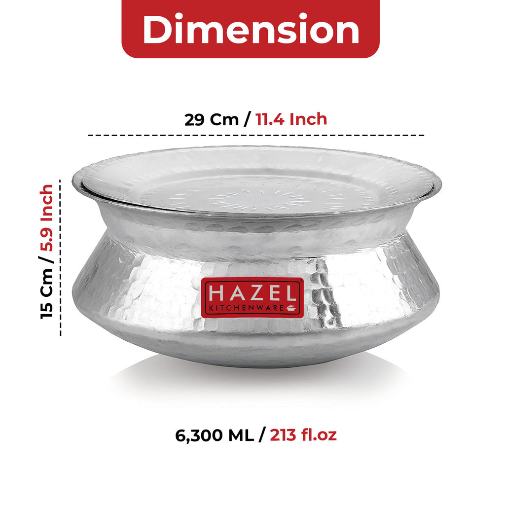 Aluminium Hammered Handi with Lid – 6.3 L, 29cm