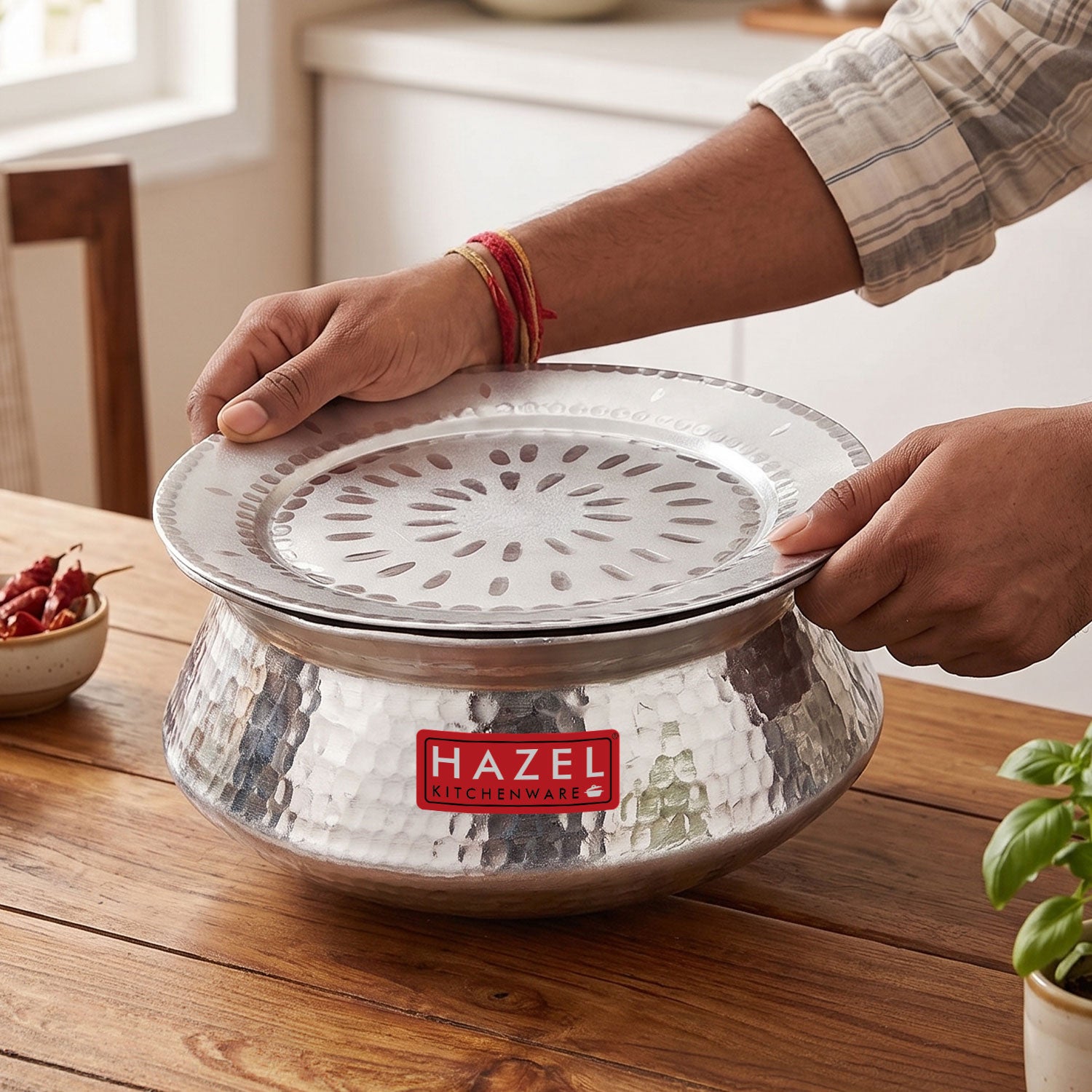 Aluminium Hammered Handi with Lid, Degri Patila Biryani Pot