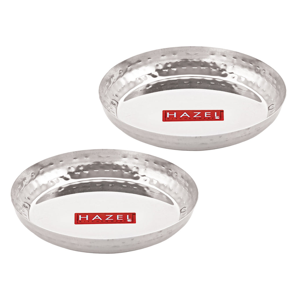 Stainless Steel Snack Plate Set of 2 | 18cm Breakfast & Serving Plate