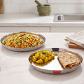 Stainless Steel Lunch Plate Set of 2, 23cm Hammered Thali Plate