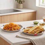Stainless Steel Lunch Plate Set of 2, 23cm Hammered Thali Plate
