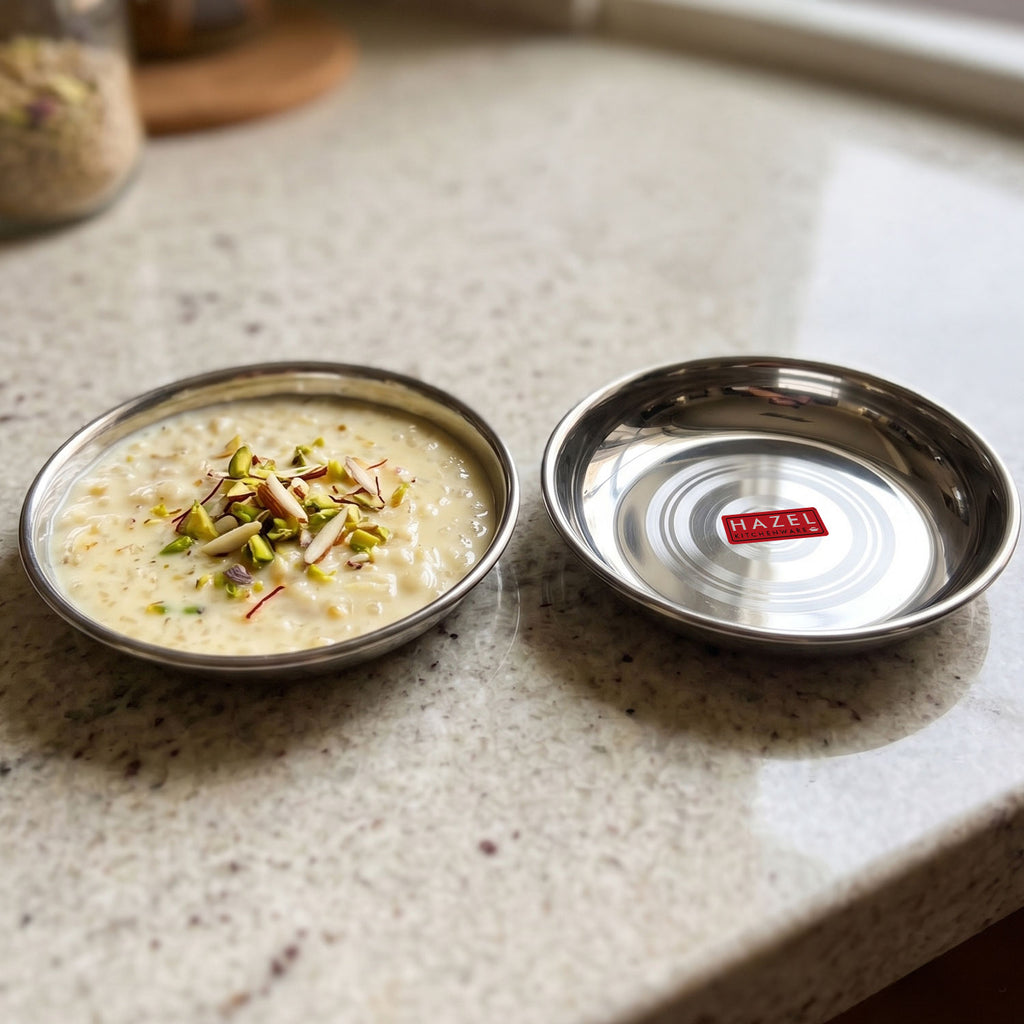 Stainless Steel Halwa Plates for Sweets & Snacks, 100ml, Set of 2