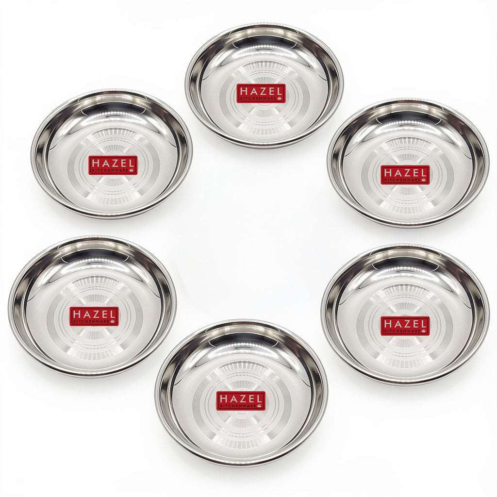 Mini Stainless Steel Halwa Plate, Snack Plates, 100ml, Set of 6
