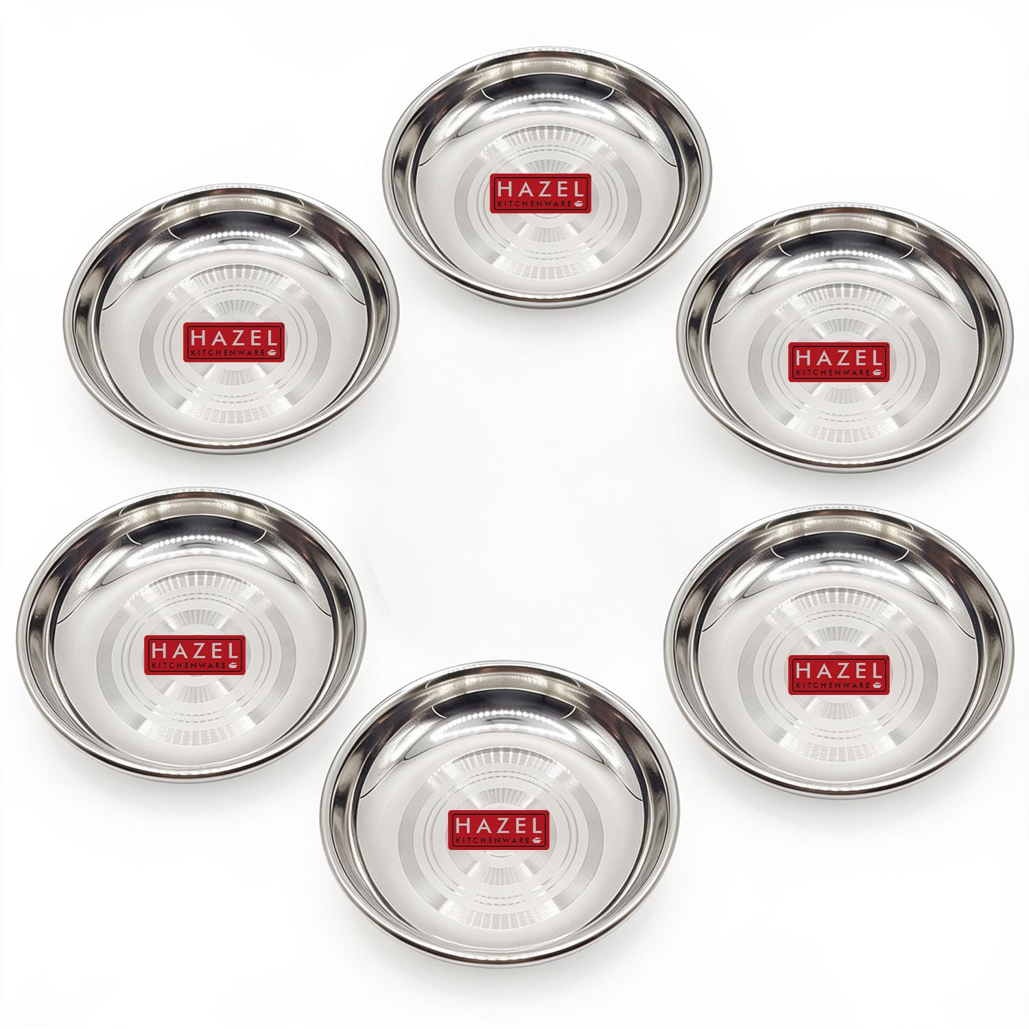 Mini Stainless Steel Halwa Plate, Snack Plates, 100ml, Set of 6