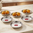 Mini Stainless Steel Halwa Plate, Snack Plates, 100ml, Set of 6