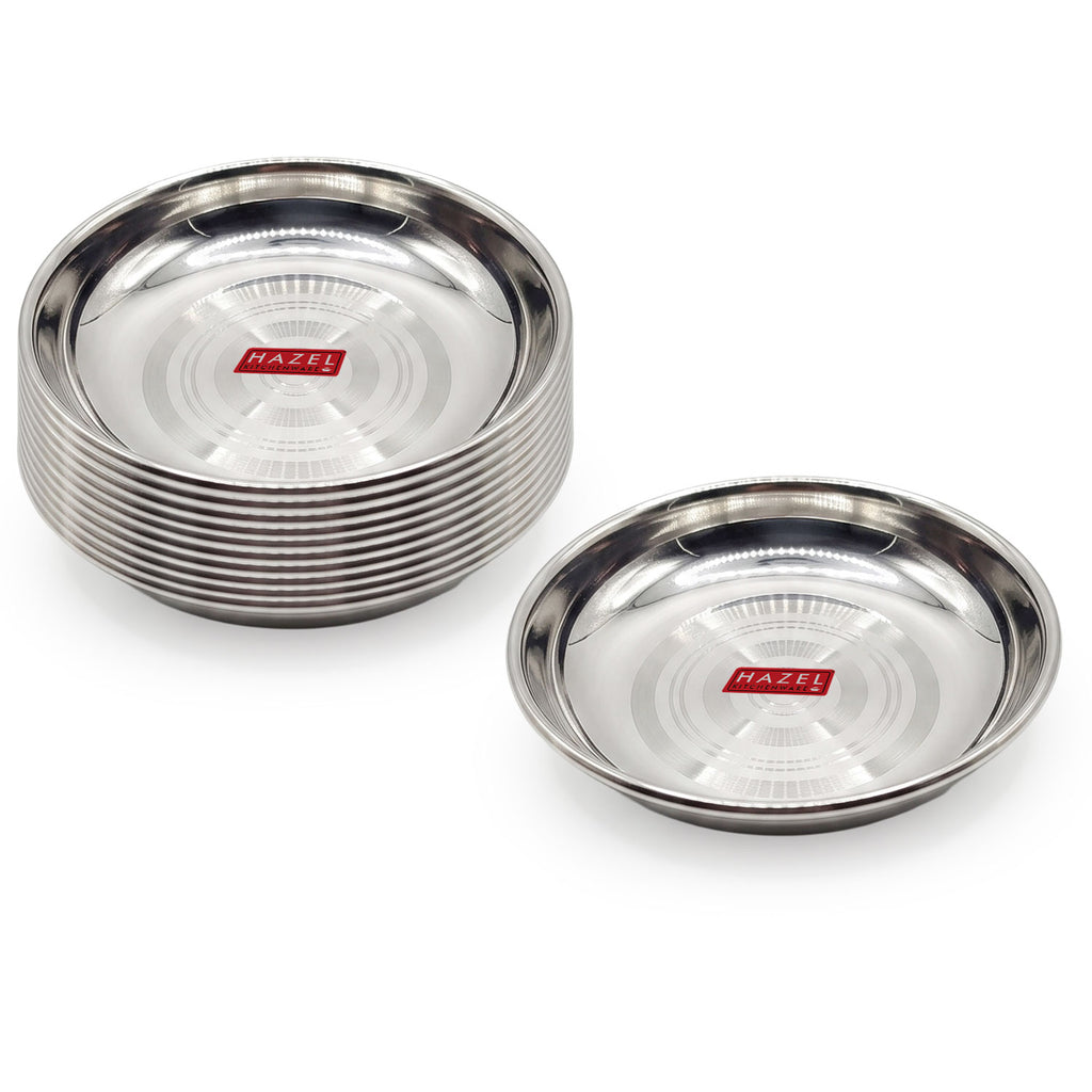 Stainless Steel Halwa Serving Plates for Dining, 100ml, Set of 12