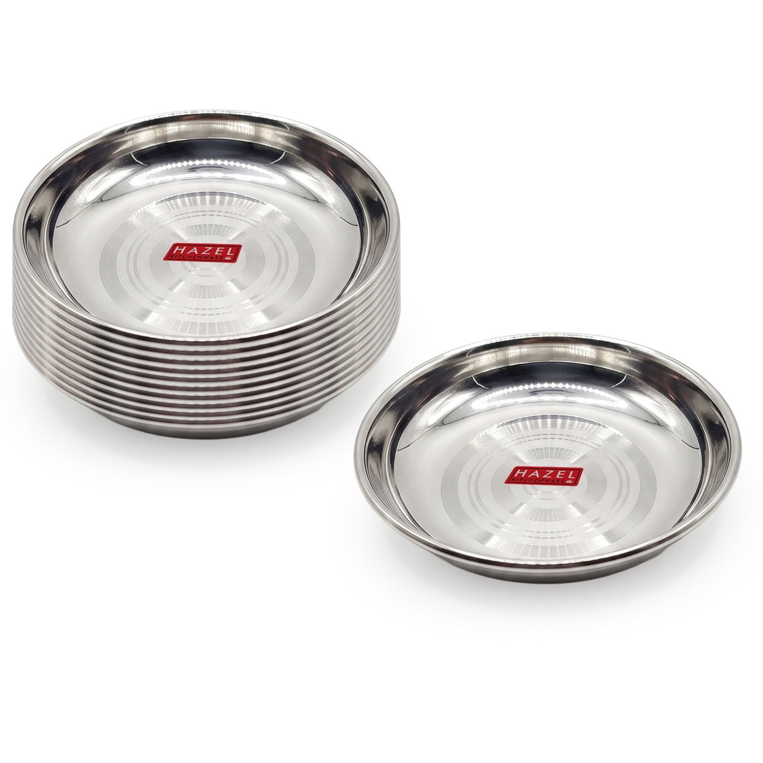 Stainless Steel Halwa Serving Plates for Dining, 100ml, Set of 12
