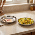 Round Stainless Steel Snack Plate 17cm for Biscuits, Namkeen & Sweets, Set of 2