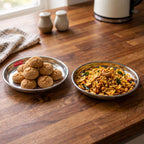 Round Stainless Steel Snack Plate 17cm for Biscuits, Namkeen & Sweets, Set of 2