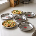 Steel Snack Plate 17cm Round Serving Plate for Tea Time & Desserts, Set of 6