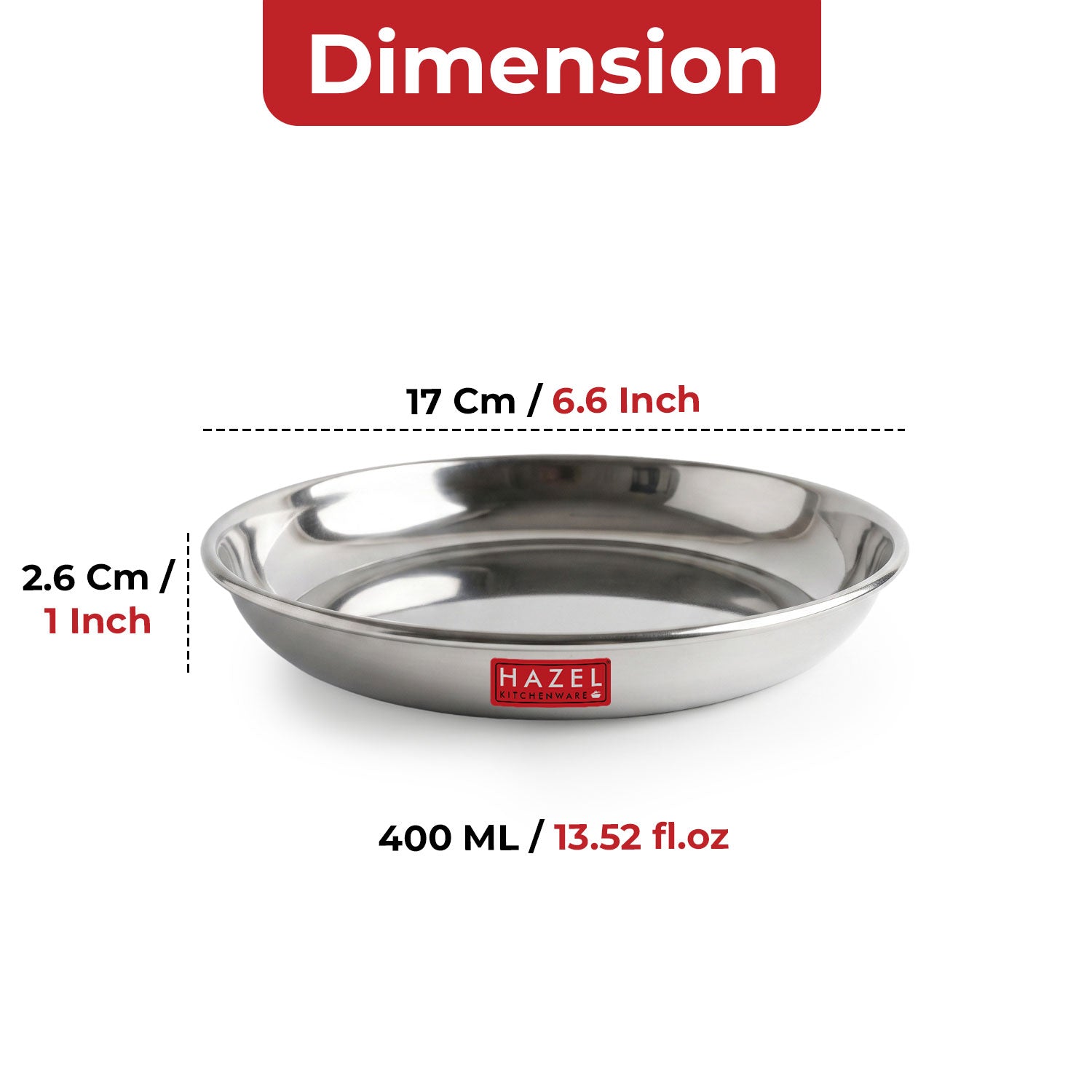 Steel Snack Plate 17cm Round Serving Plate for Tea Time & Desserts, Set of 6