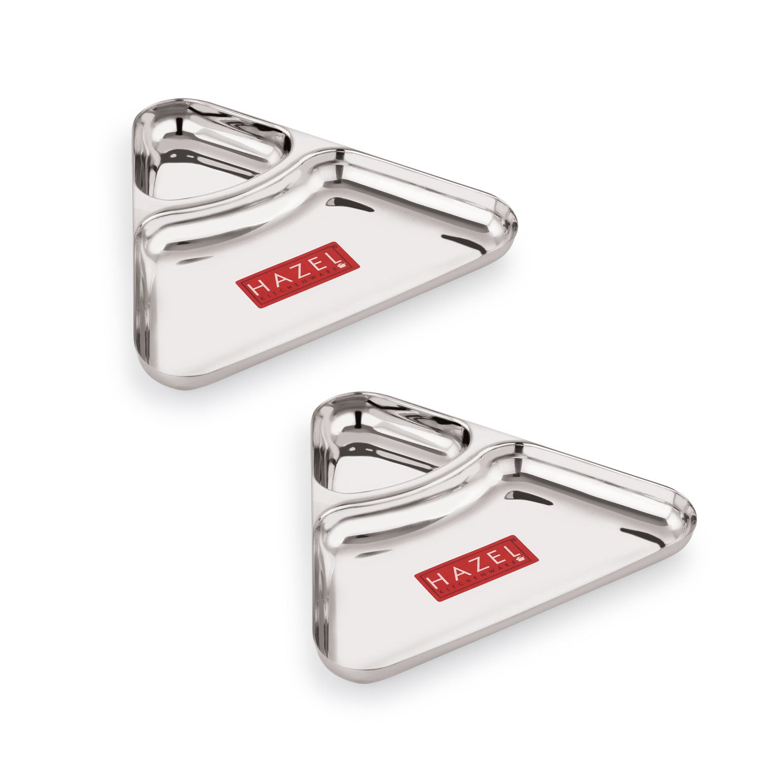 2 Section Triangle Plate Stainless Steel Set of 2 for Kids