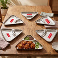 Triangle Snack Plate Stainless Steel 2 in 1 Section Plate Set of 6 for Nasta