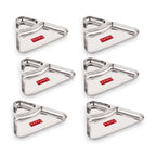 Triangle Snack Plate Stainless Steel 2 in 1 Section Plate Set of 6 for Nasta