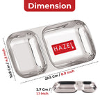 Stainless Steel Divided Plate 2 Compartment Set of 2 | Vada Pav Plate
