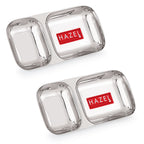 Stainless Steel Divided Plate 2 Compartment Set of 2 | Vada Pav Plate
