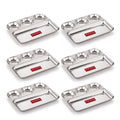 Stainless Steel 4 in 1 Section Plate Meal Tray Set of 6 for Office