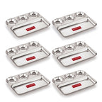 Stainless Steel 4 in 1 Section Plate Meal Tray Set of 6 for Office
