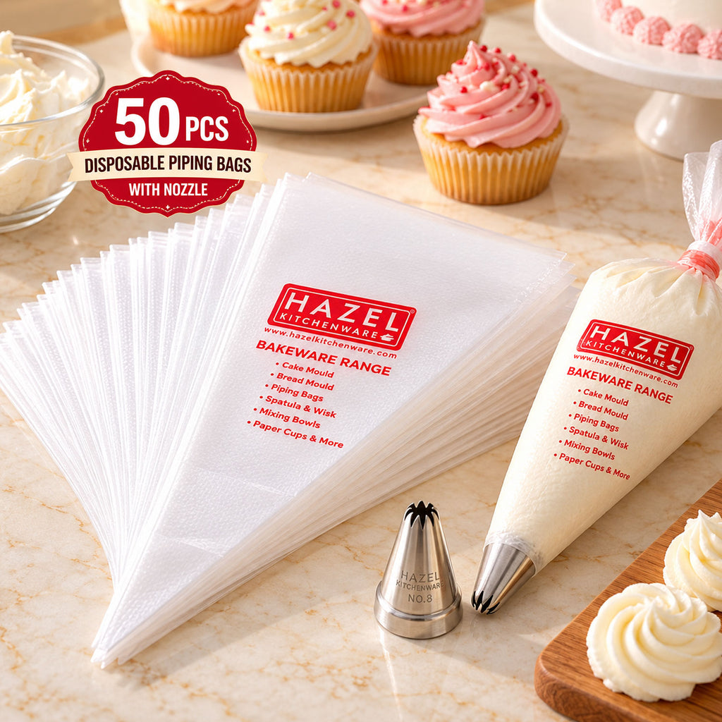 Disposable Piping Bags 50 Pcs with Star Nozzle