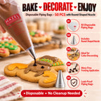 Disposable Piping Bags 50 Pcs with Round Nozzle