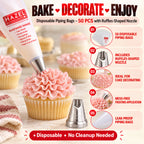 Disposable Piping Bags 50 Pcs with Ruffles Nozzle