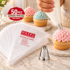 Disposable Piping Bags 50 Pcs with Ruffles Nozzle