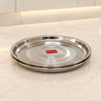 Stainless Steel Thali 27 cm Round Steel Dinner Plate, Set of 2