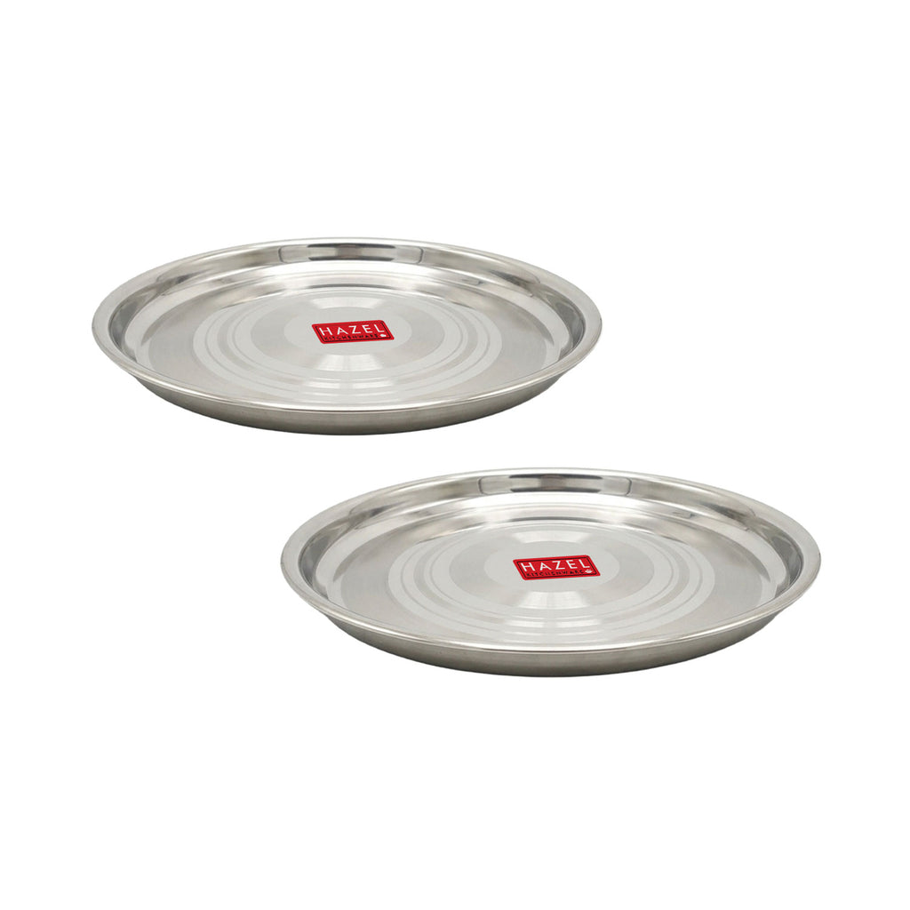 Stainless Steel Thali 27 cm Round Steel Dinner Plate, Set of 2