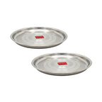 Stainless Steel Thali 27 cm Round Steel Dinner Plate, Set of 2