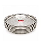 Stainless Steel Thali 27 cm Round Steel Dinner Plate, Set of 6