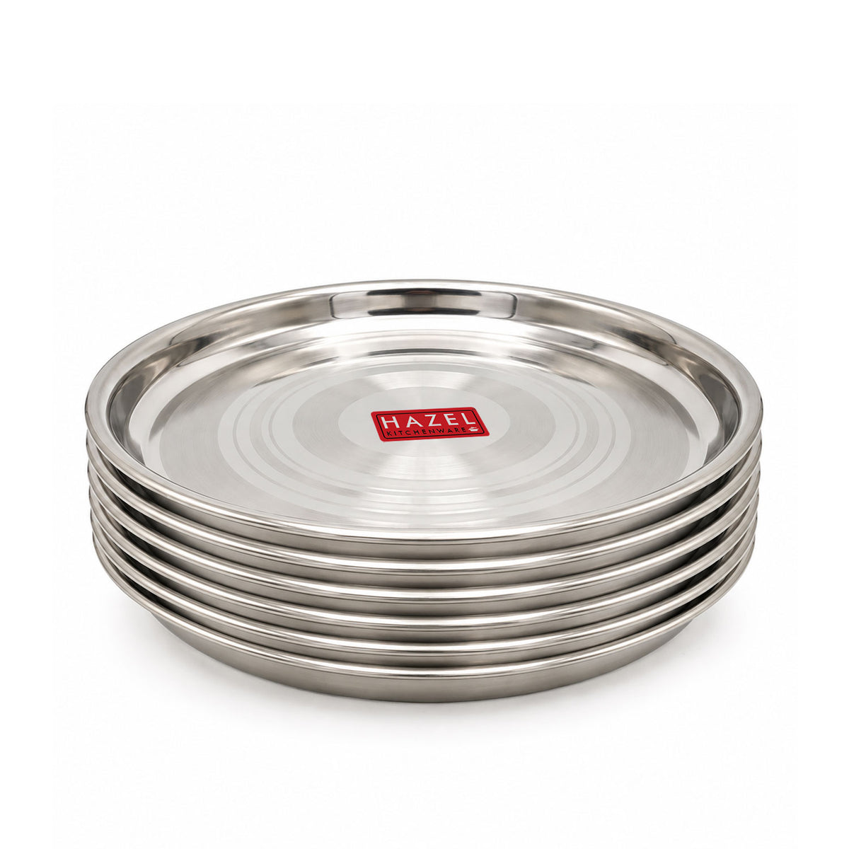 Stainless Steel Thali 27 cm Round Steel Dinner Plate, Set of 6