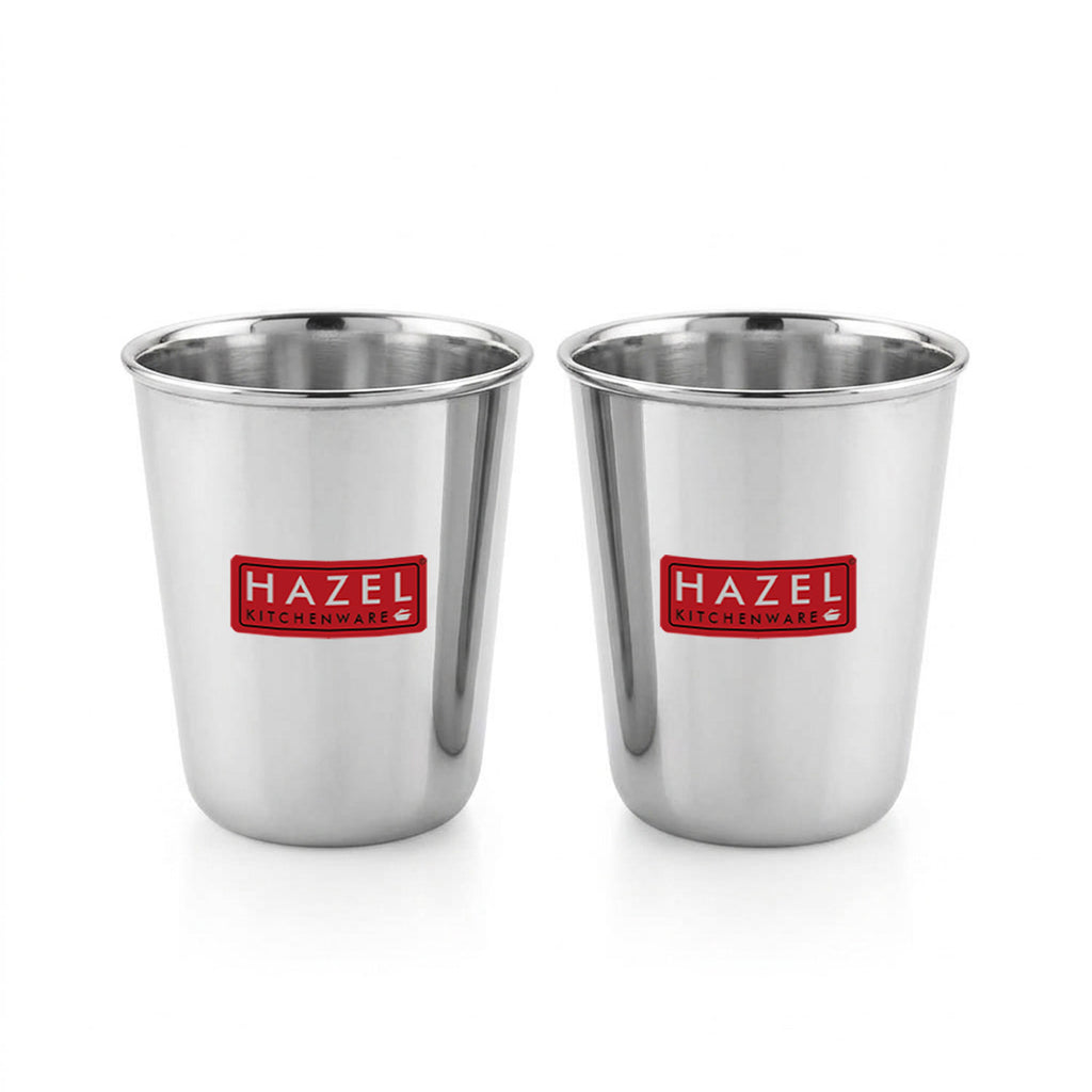 Stainless Steel Juicy Glass, Water, Juice & Milk Tumbler, 350 ml, Set of 2
