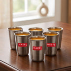 Stainless Steel Juicy Glass, Water, Juice & Milk Tumbler, 350 ml, Set of 6