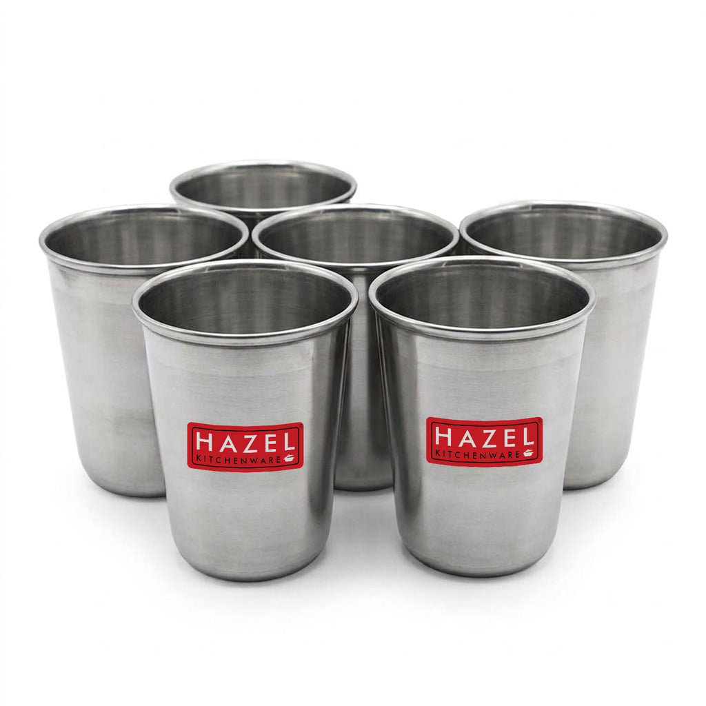 Stainless Steel Juicy Glass, Water, Juice & Milk Tumbler, 350 ml, Set of 6