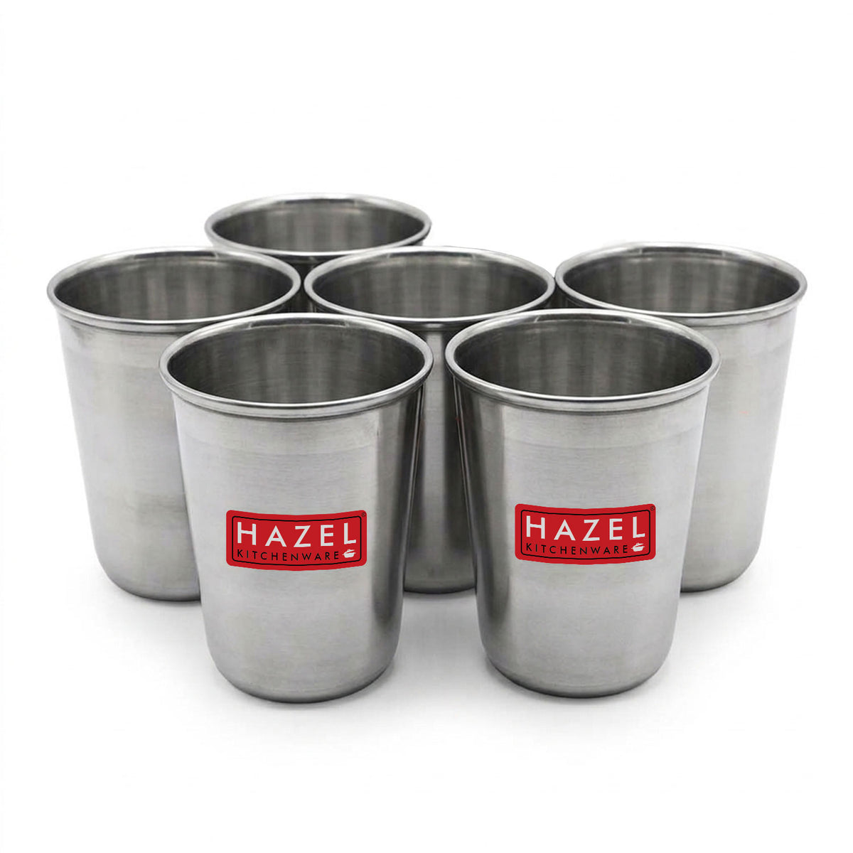 Stainless Steel Juicy Glass, Water, Juice & Milk Tumbler, 350 ml, Set of 6