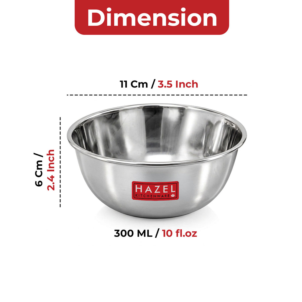 Stainless Steel Wati, Katori Bowl for Dal, Curry, Snacks, 300 ml, Set of 2